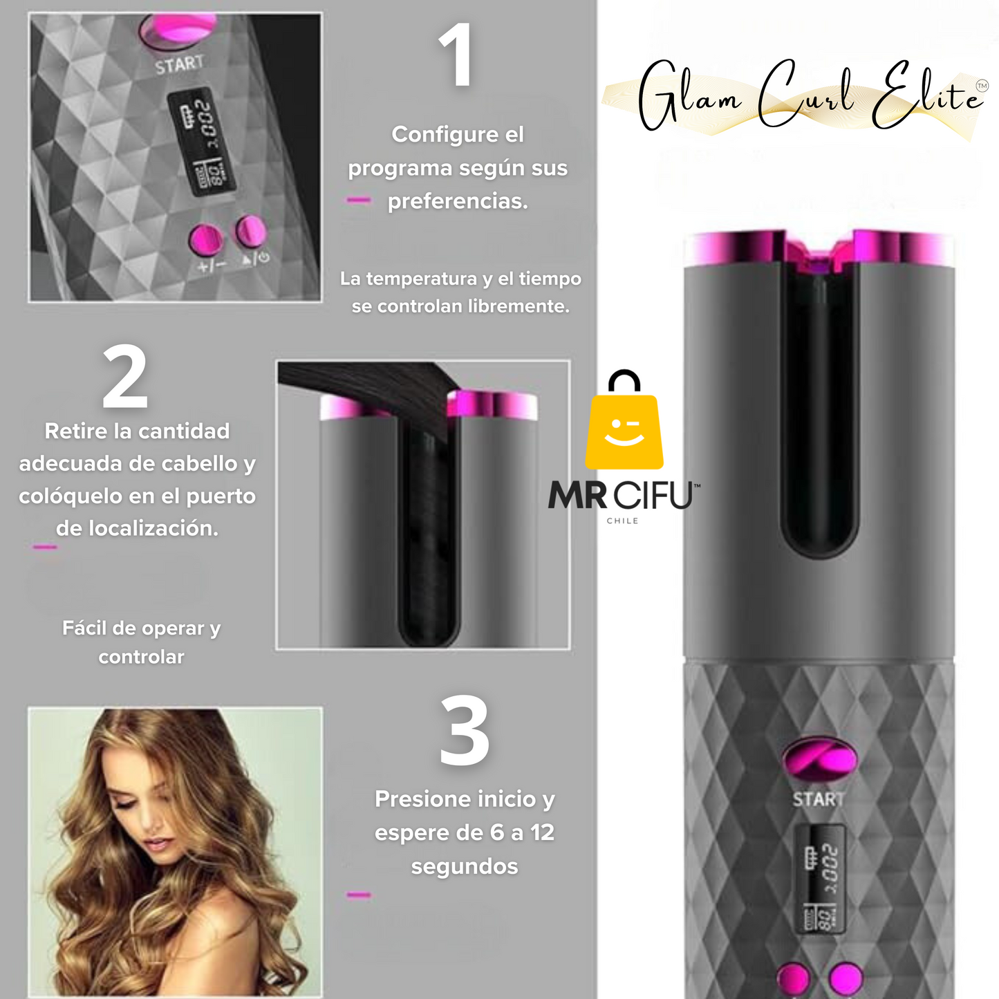 Rizos Perfectos en un ClicK!®  GlamCurl Elite™                ⭐⭐⭐⭐⭐